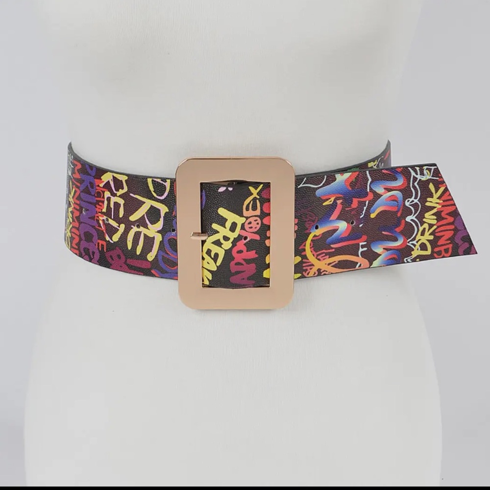 Chic Wide Graffiti waist belt